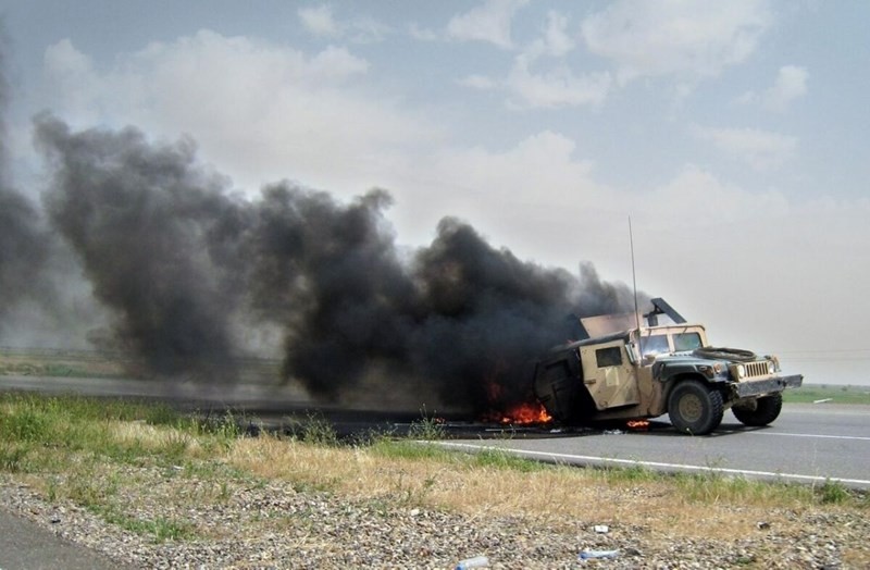 الميليشيا بثت تسجيلا مصورا يظهر لحظة تفجير الشاحنة على طريق دولي جنوب العراق