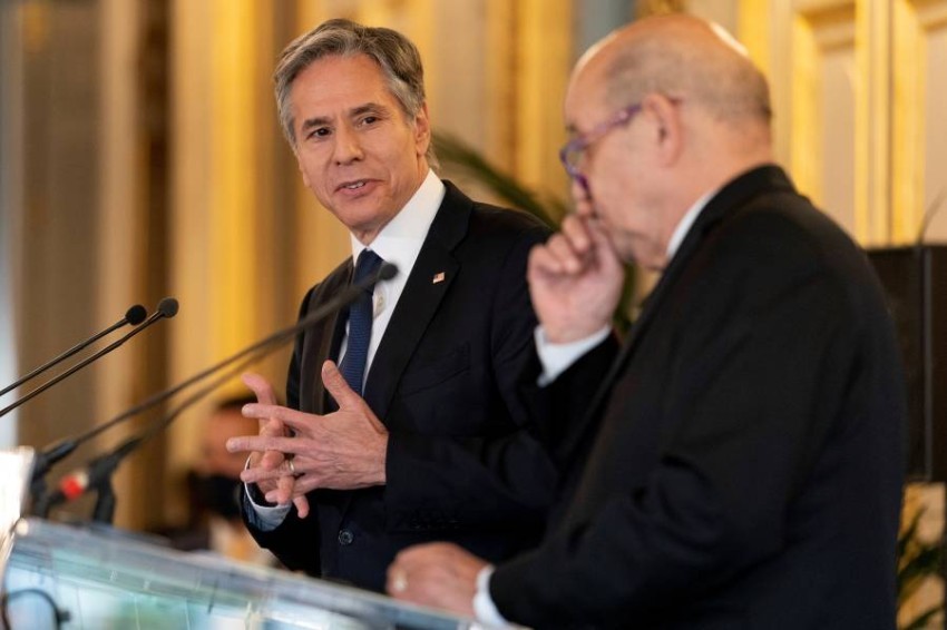 وزير الخارجية الأمريكي أنتوني بلينكن ووزير الخارجية الفرنسي جان إيف لودريان